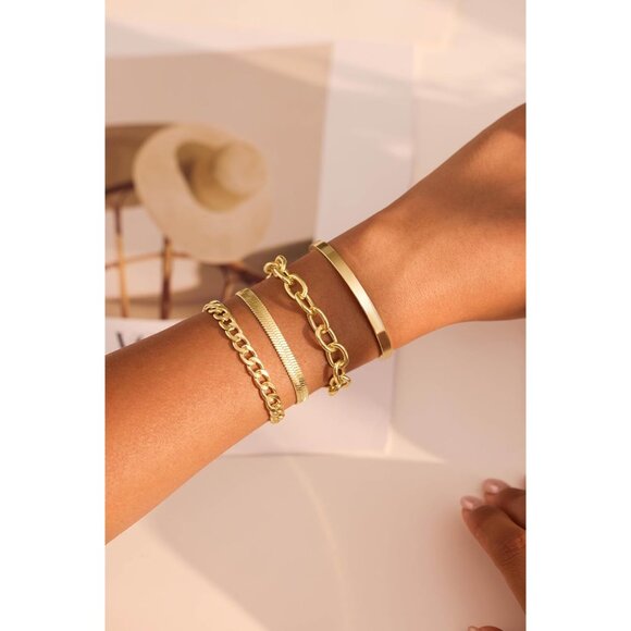 Trio of Adjustable 14K Gold-Plated Bracelets with Cubic Zirconia - Non-Tarnish - Picture 2 of 9